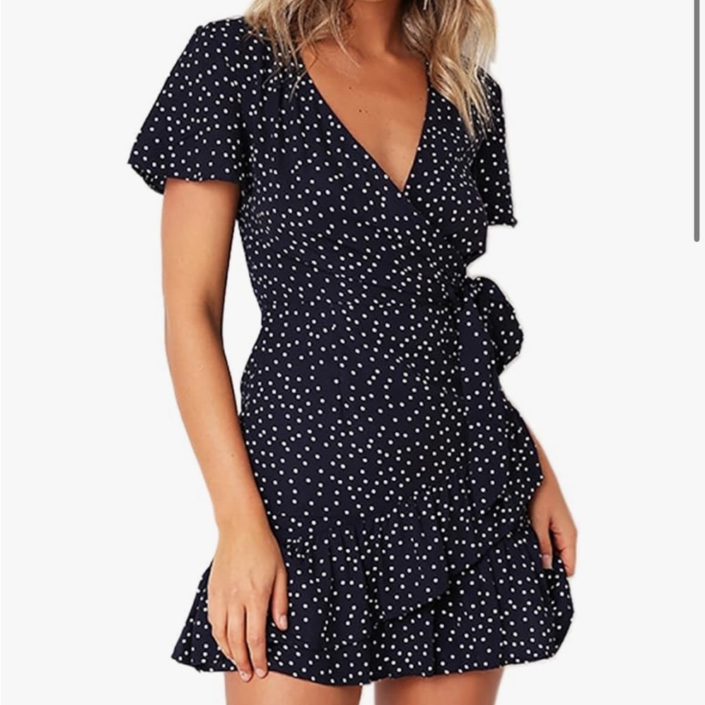 Navy blue polka dot dress